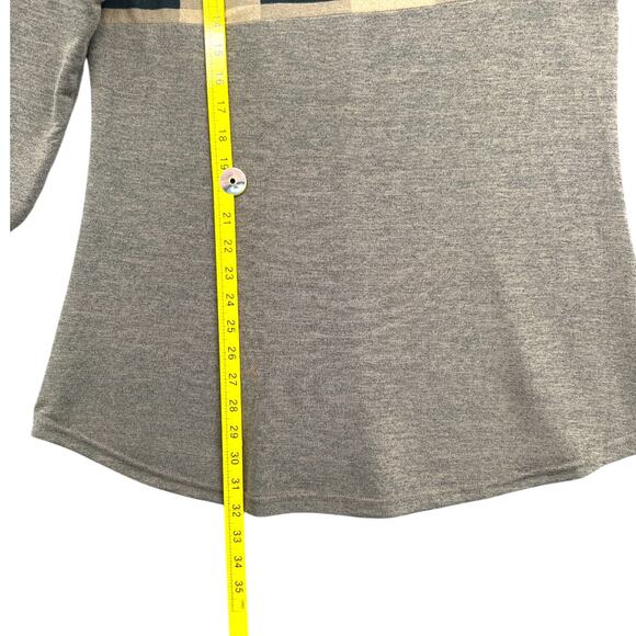 Reborn Brown Black Plaid Pattern Button Detail Long Sleeve Color Block Tunic 1XL - Picture 8 of 8